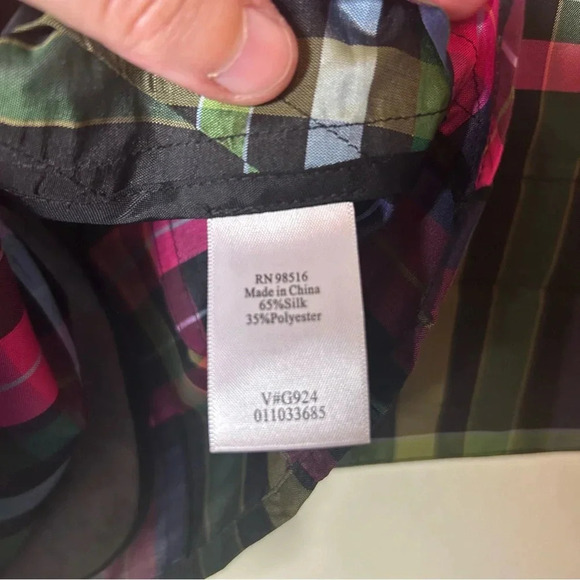 Coldwater Creek Silk Blend Plaid Structured Blouse Size XSP - Picture 4 of 6